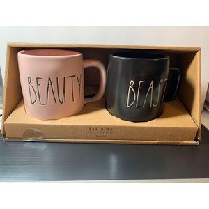 RAE DUNN Beauty and Beast Mug Set (2) NWT